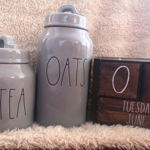 Canister set Grey Rae Dunn. Glossy